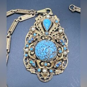 Vintage Florenza Necklace Signed in Incredible Shape with Original Chain!